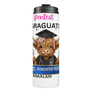 Personalised Highland Cow Dental Hygienist Graduat Thermal Tumbler