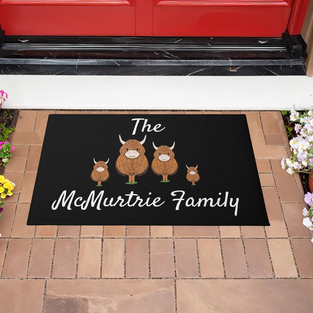 Personalised Highland Cow Family Door Mat (Creator Uploaded)