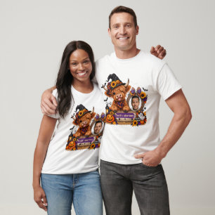 Personalised Highland Cow Halloween Party tshirt