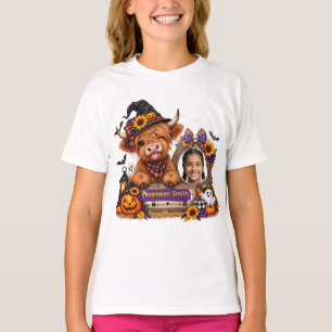 Personalised Highland Cow Halloween Party tshirt