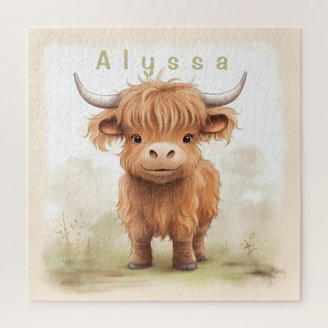 Personalised highland cow puzzle  (Vertical)