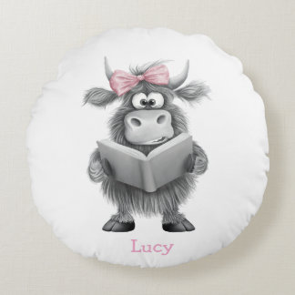 Personalised Highland Cow Reading Pillow