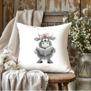 Personalised Highland Cow Reading Pillow