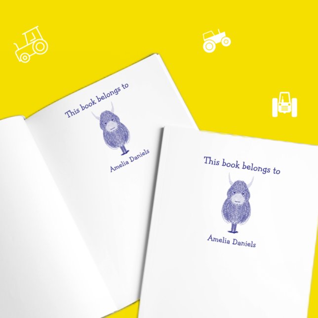 Personalised Highland Cow This book belongs to Self-inking Stamp (Creator Uploaded)