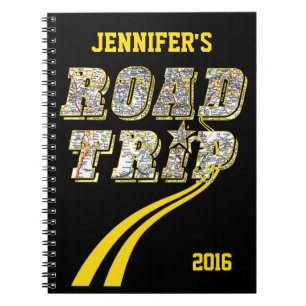 Personalised Highway Map Yellow Lines Road Trip Spiral Notebook