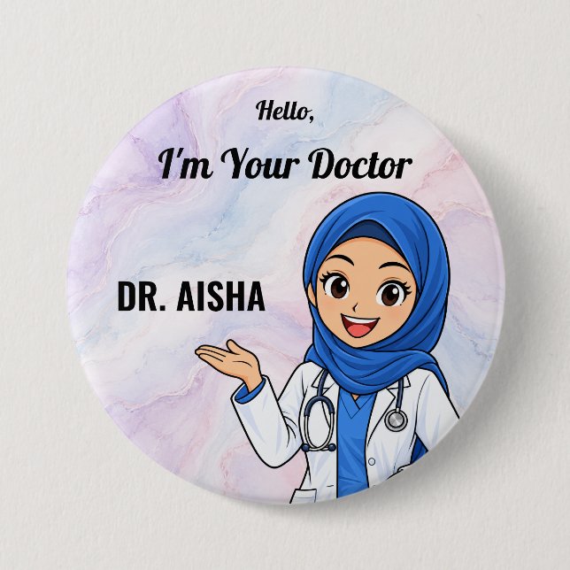 Personalised Hijab Doctor Name Button (Front)