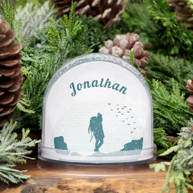 Personalised Hiker Silhouette Snow Globe Gift (Winter)