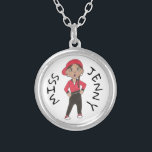 Personalised Hip Hop Dance Teacher Hiphop Class Silver Plated Necklace<br><div class="desc">Design features an original marker illustration of a girl hip hop dancer in a red jacket, baseball hat, and hiphop dance sneakers. Perfect for your favourite dancer, dance teacher, or studio owner! Don't see what you're looking for? Need help with customisation? Click "contact this designer" to have something created just...</div>