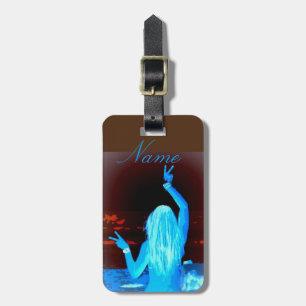 personalised hippie girl peace sign luggage tag