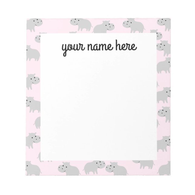 Personalised Hippo Notepad (Front)