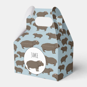 Personalised Hippopotamus Hippo Pattern  Favour Box