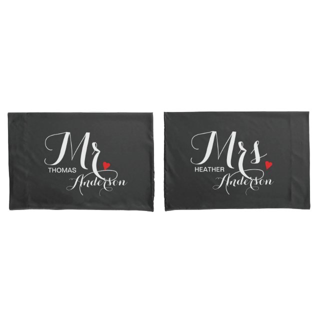 Personalised His and Hers - Mr & Mrs Newlyweds Pillowcase (Front-Set)