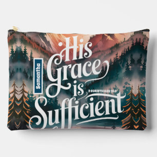 Personalised His Grace is Sufficient Christian Accessory Pouch
