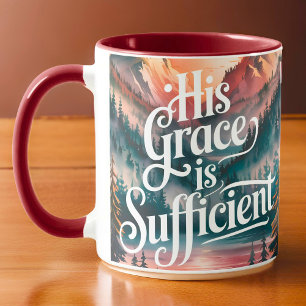 Personalised His Grace is Sufficient Christian Mug