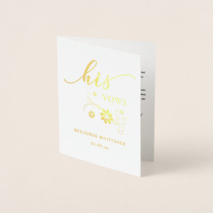 Personalised His Wedding Vows Foil Card