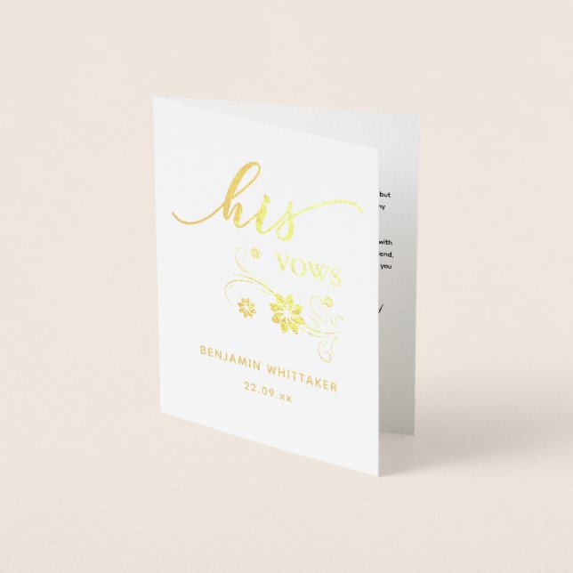 Personalised His Wedding Vows Foil Card (Front)