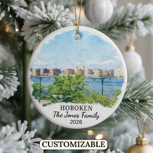 Personalised Hoboken Ornament, Custom New Jersey Ceramic Tree Decoration