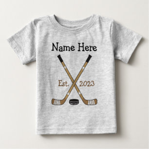 Personalised Hockey Baby Name Birth Year Born T-Shirt