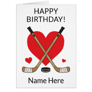 Personalised Hockey Birthday Hearts Hockey Sticks
