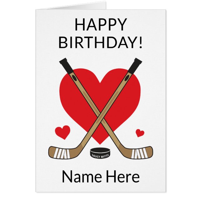Personalised Hockey Birthday Hearts Hockey Sticks (Front)