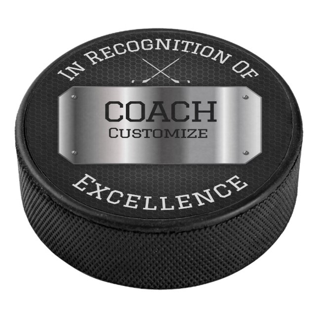 Personalised Hockey Coach Hockey Puck (3/4)