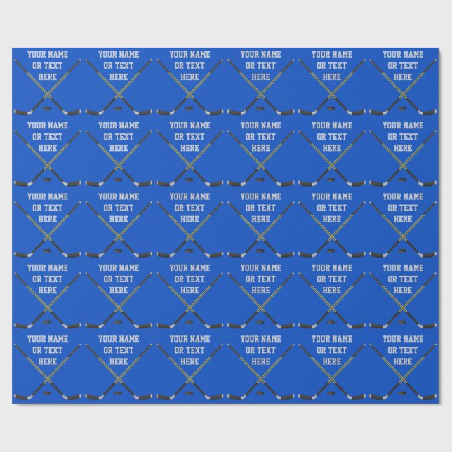 Personalised Hockey Gift Wrapping Paper, Your Text Paper (Flat)