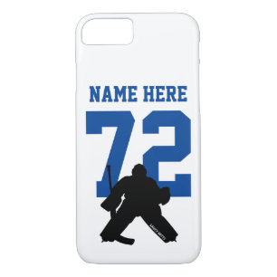 Personalised Hockey Goalie Name Number Blue Case-Mate iPhone Case