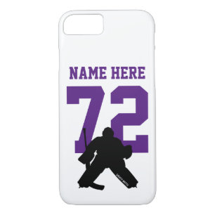 Personalised Hockey Goalie Name Number Purple Case-Mate iPhone Case