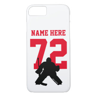 Personalised Hockey Goalie Name Number Red Case-Mate iPhone Case