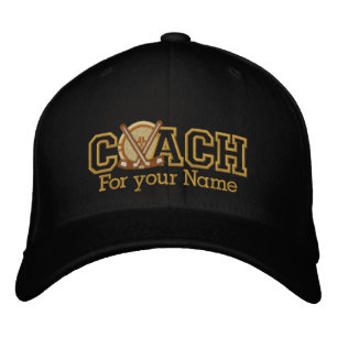 Personalised Hockey Golden Coach with your name Embroidered Hat