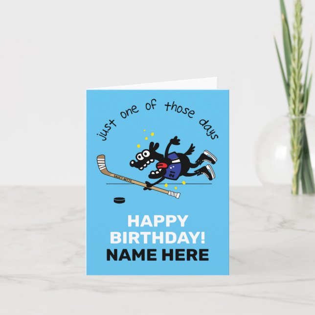 Personalised Hockey Player Birthday Hockey Dog Card (Front)