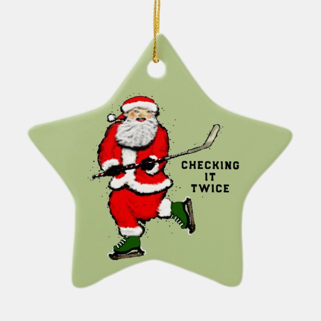 personalised hockey player ceramic tree decoration (Front)
