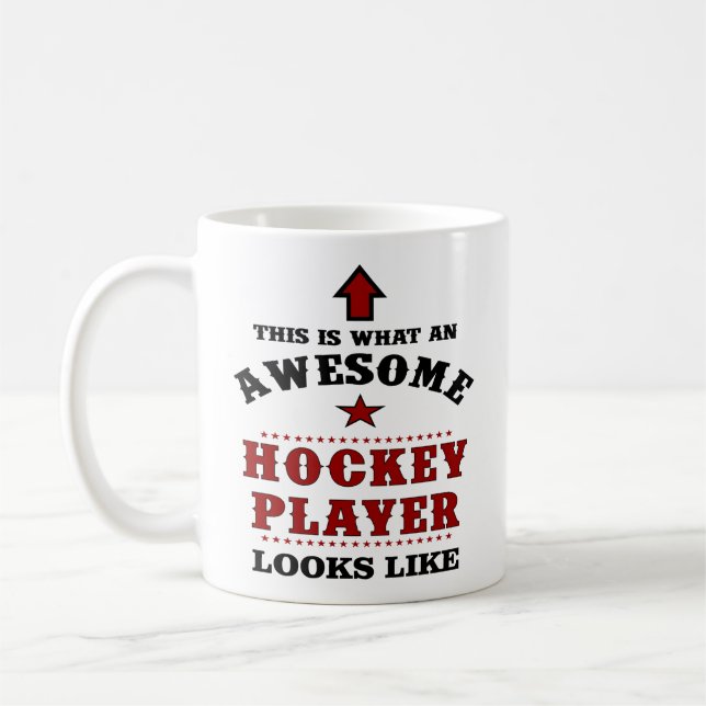 Personalised Hockey Player Gift Coffee Mug (Left)