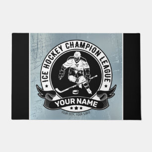 Personalised Hockey Player Ice Rink Team Athlete Doormat