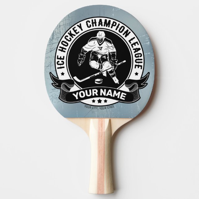 Personalised Hockey Player Ice Rink Team Athlete Ping Pong Paddle (Front)