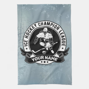 Personalised Hockey Player Ice Rink Team Athlete Tea Towel