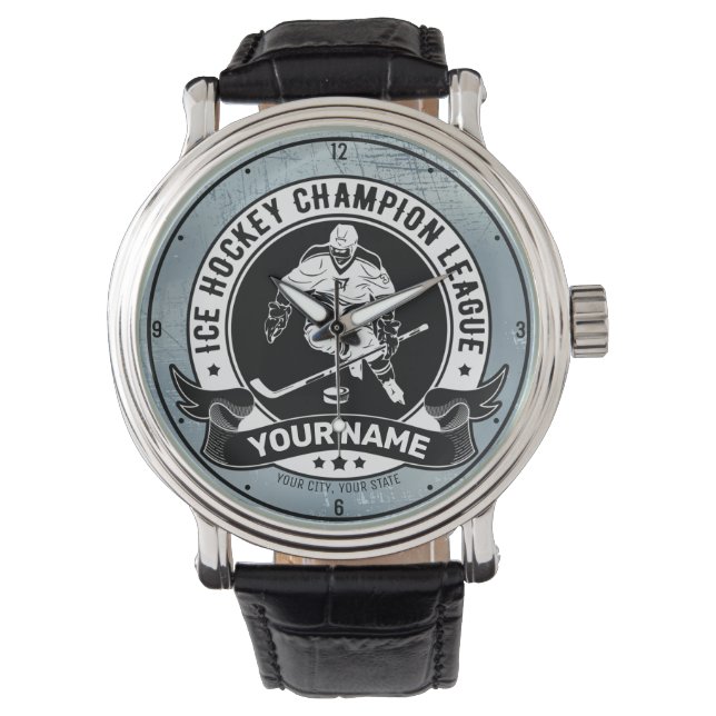 Personalised Hockey Player Ice Rink Team Athlete Watch (Front)