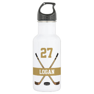 Personalised Hockey Player Name Number Golden 532 Ml Water Bottle