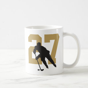 Personalised Hockey Player Number Golden Coffee Mug
