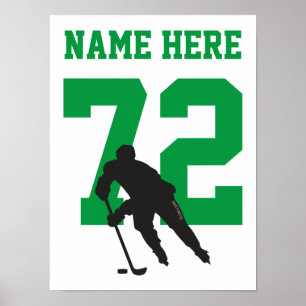 Personalised Hockey Player Number Green Poster