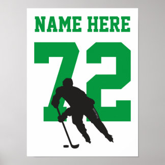 Personalised Hockey Player Number Green Poster