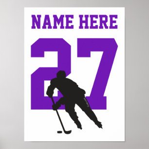 Personalised Hockey Player Number Purple Poster