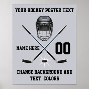 Personalised Hockey Posters, Your Text and Colours Poster