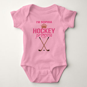 Personalised Hockey Princess Baby Girl Name Pink Bodysuit