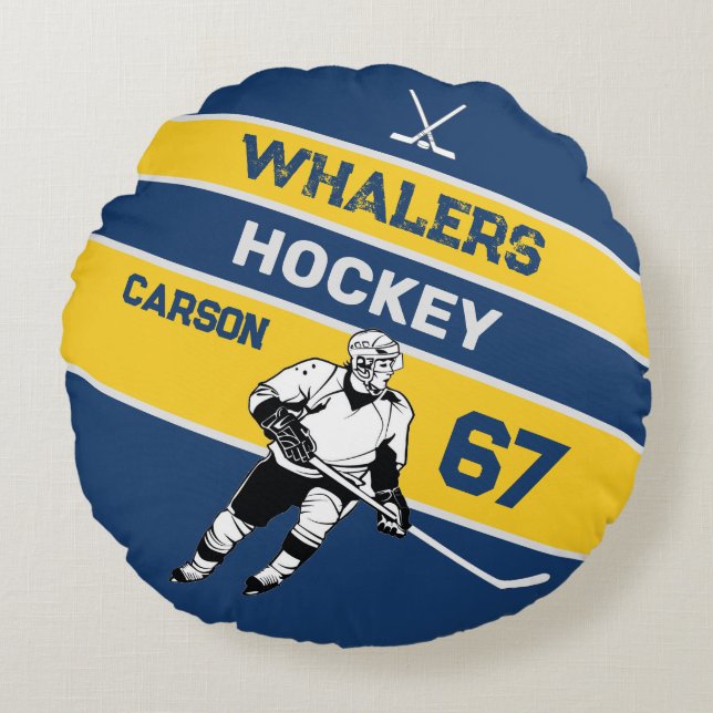 Personalised Hockey Round Pillow (Front)