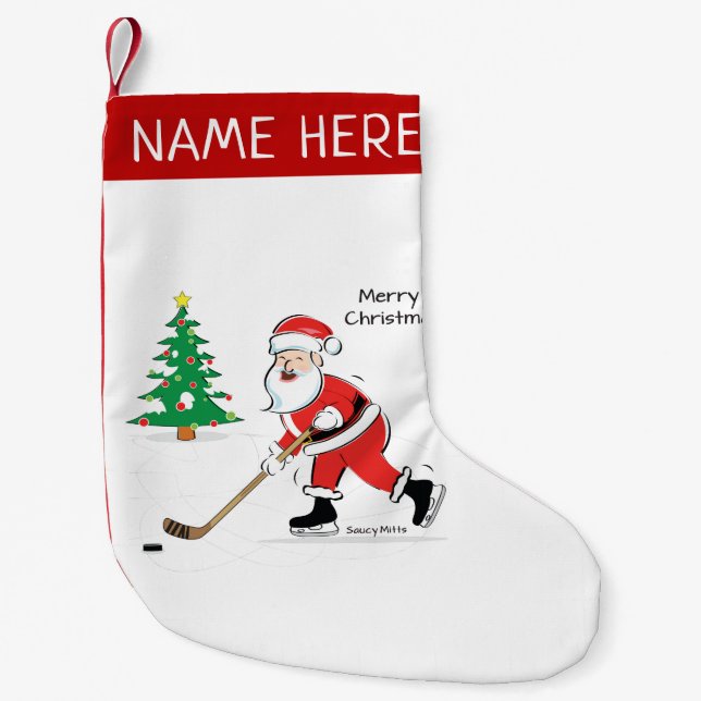 Personalised Hockey Santa Stocking (Front)