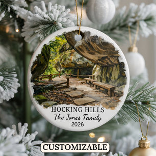 Personalised Hocking Hills State Park, Custom Ohio Ceramic Tree Decoration