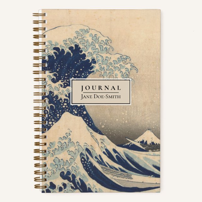 Personalised Hokusai Great Wave Dot Grid Journal (Front)