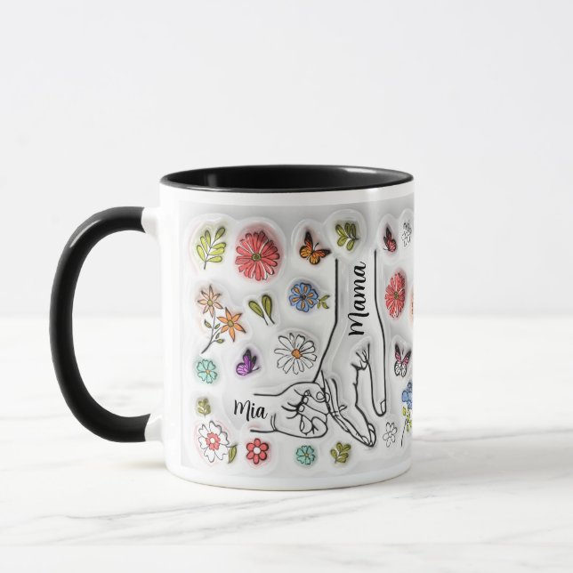Personalised Holding Mum‘s Hand - 1 Child Mug (Left)