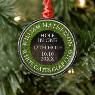 Personalised Hole in One Award Metal Tree Decoration